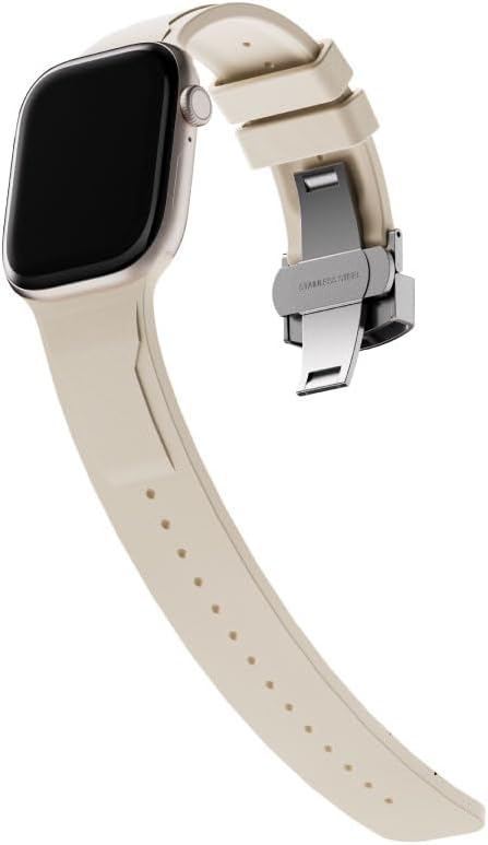 Blupebble Flexor Premium Fluoro Rubber Watch Band with Precision Steel Clasp for Apple Watch