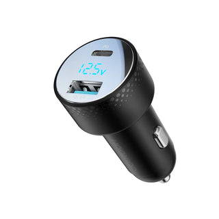 JOYROOM  60W Dual-Port (A+C) Digital Display Car Charger-Black