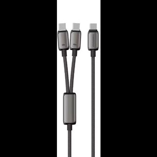 Powerology Zinco Series 2-In-1 Dual USB-C Cable - Dark Gray