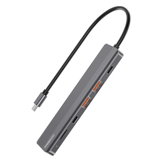 Powerology 6in 1 Slim 4K HDMI USB-C Hub 10Gbps Data Transfer