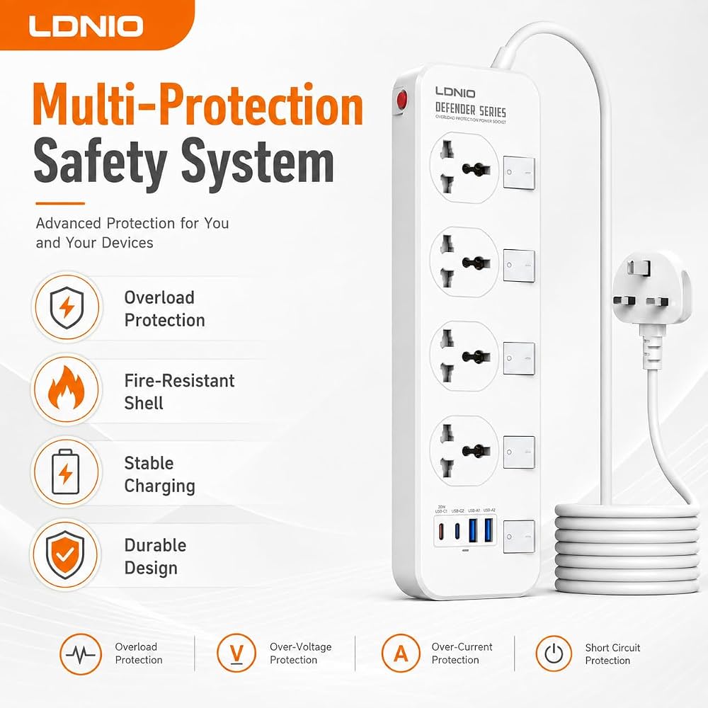 LDNIO Universal Power Socket with 4 USB Ports