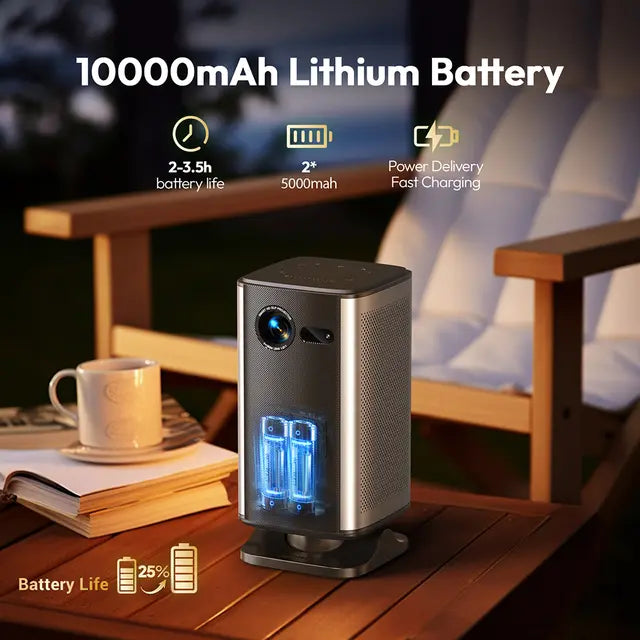 BYINTEK P70X Mini Projector – 10000mAh Built-in Battery