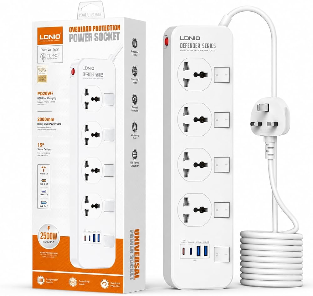 LDNIO Universal Power Socket with 4 USB Ports