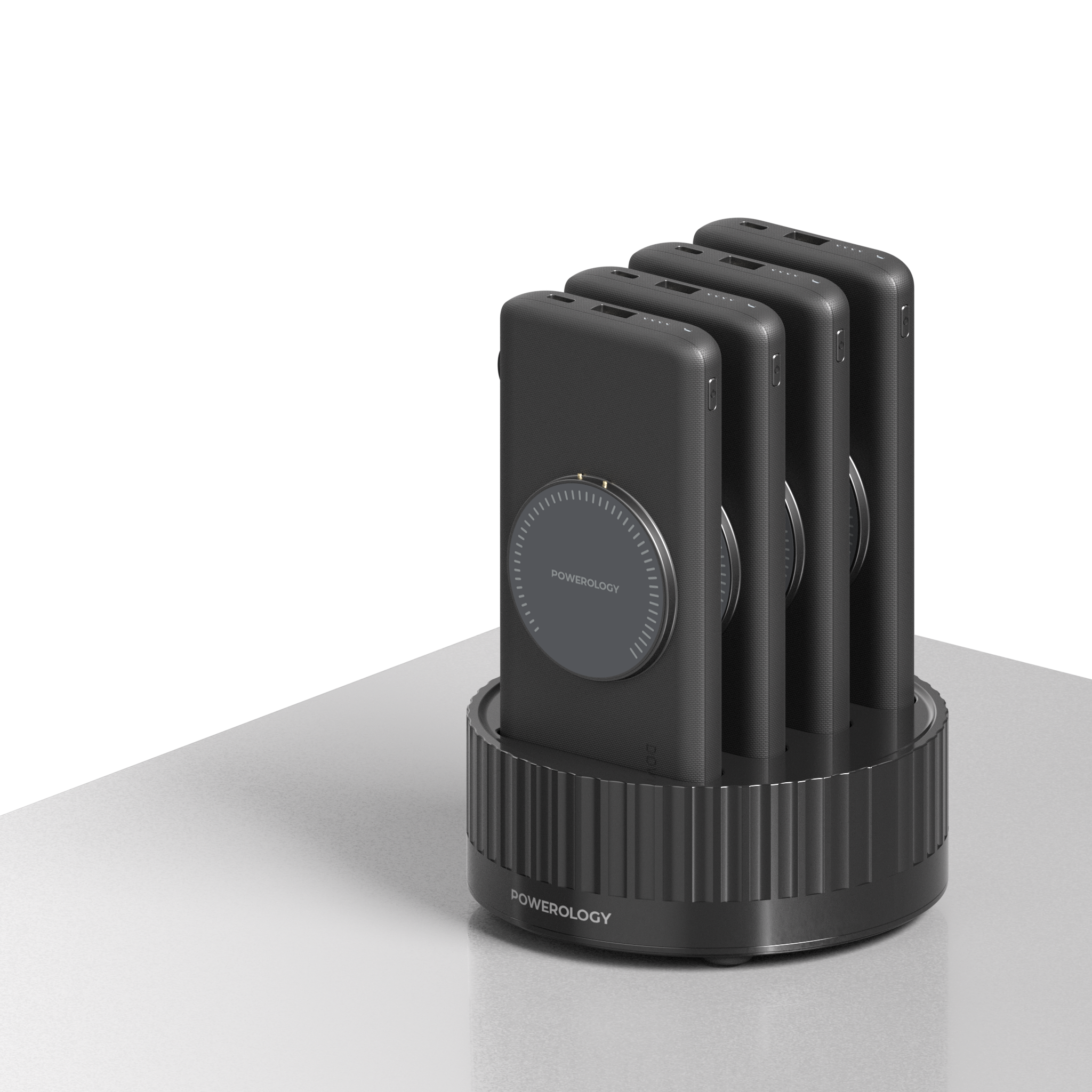 Powerology 4in1 Station 10000mAh PD 100W QC Wireless Power Bank - Black