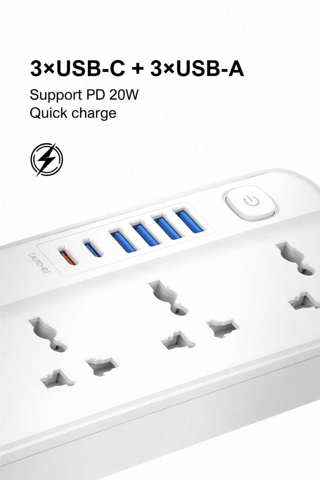 LDNIO 2500W Power Strip – 5 AC Outlets + 6 USB Charging Ports