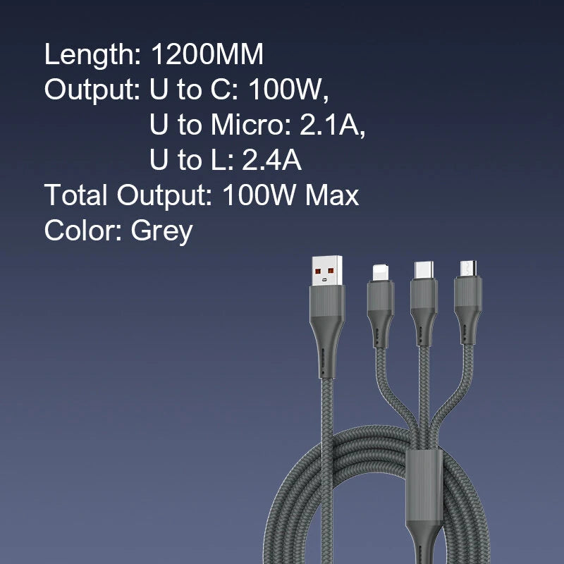 LDNIO LC97U 3-in-1 Fast Charging Cable