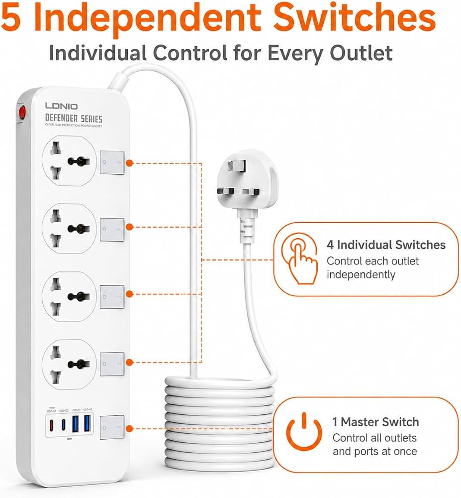LDNIO Universal Power Socket with 4 USB Ports