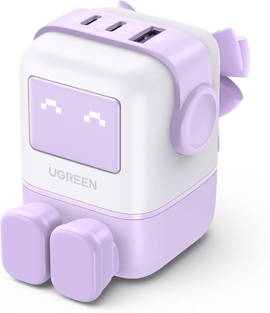 UGREEN UNO 65W USB C Charger 3-Port Nexode 65W GaN With LED Display Fast Charger Type C Power Adapter - Gray/Black