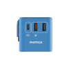 MOMAX 1-WORLD 70W GAN 3 PORT WITH BUILT-IN USB-C CABLE AC TRAVEL ADAPTOR