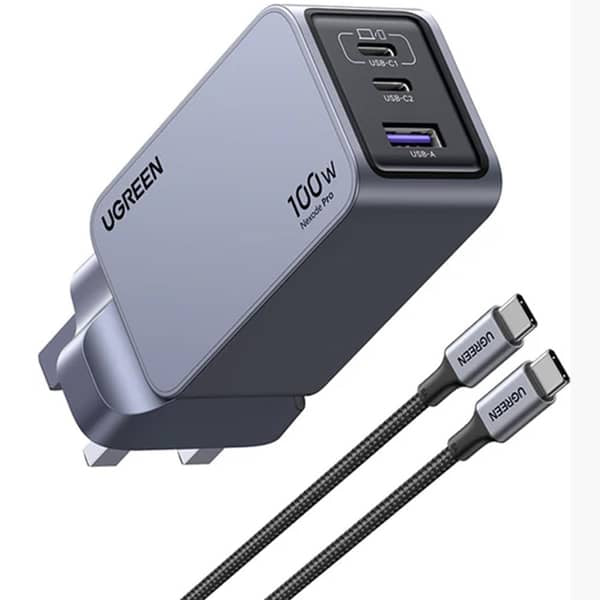 UGreen Nexode Pro 3 Port Gan fast Charger 100W with Usb - to Usb - c Cable 1.5M