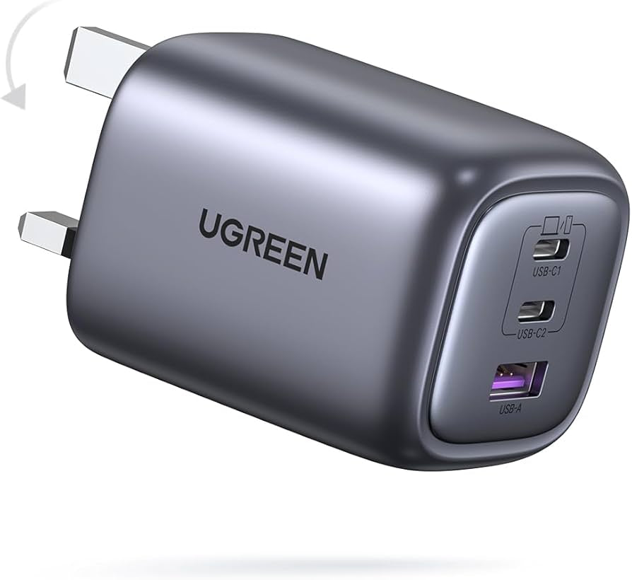 UGREEN Nexode S Fast Charger GaN 2 USB-C and USB Ports 65W - Gray