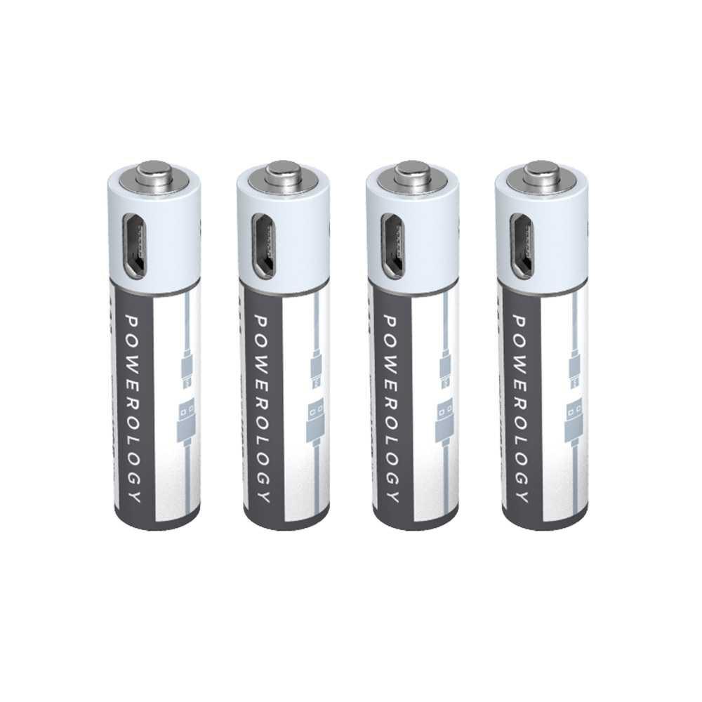POWEROLOGY USB Rechargeable Lithium-Ion Battery AAA (4pcs/pack) 450mah/675mWh