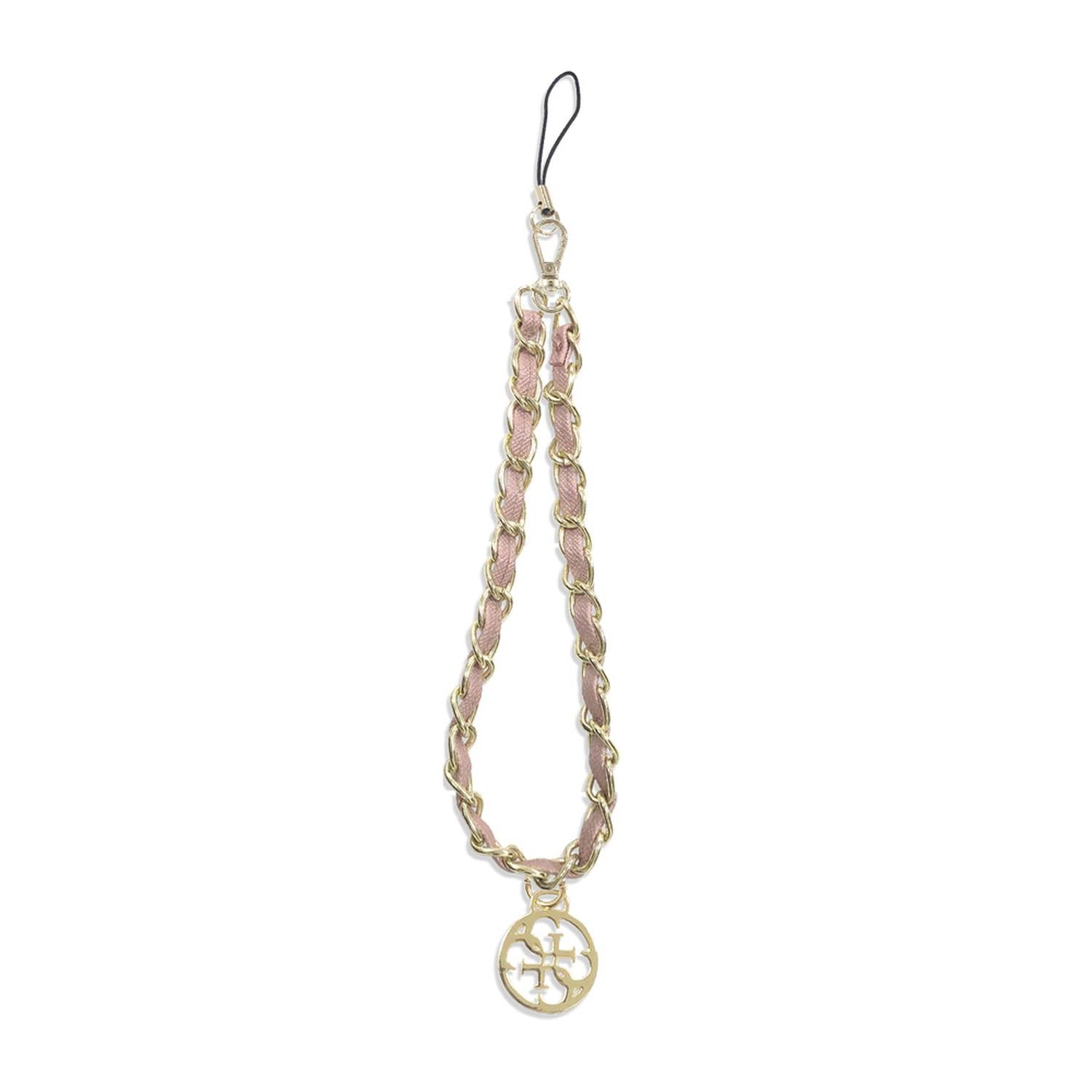 GUESS Phone Strap Chain and PU With Metal, Strap Phone Beads, Universal - CHARM PINK