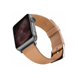 Viva Madrid Montre Allure Genuine Leather Strap Compatible for Apple Watch 42/44/45MM - Light Brown/Silver