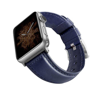 Viva Madrid Montre Cordovan Genuine Leather Strap Compatible for Apple Watch 42/44/45MM -  - Blue/Silver